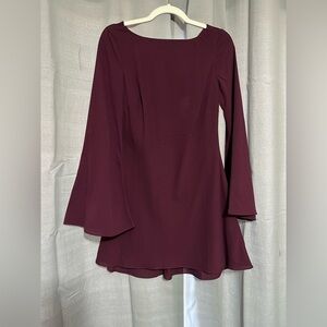 Elegant Burgundy Long Sleeve Dress
